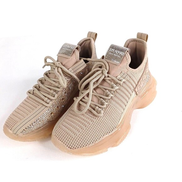 STEVE MADDEN Women's Maxima Sneakers Crystals Blush Nude Size 7.5 - Picture 2 of 8